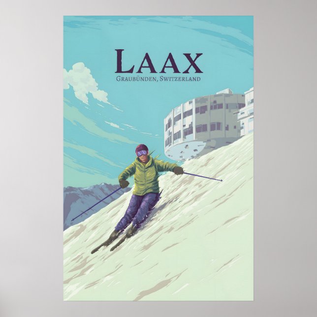 Affiche de voyage pour la station de ski de Laax v (Devant)