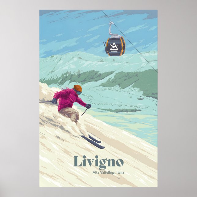 Affiche de voyage pour la station de ski de Livign (Devant)