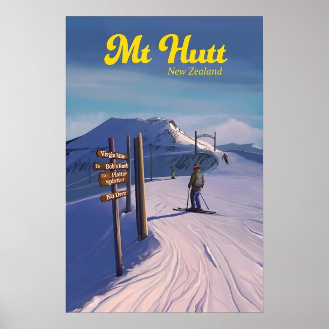 Affiche de voyage pour la station de ski du Mont H (Devant)
