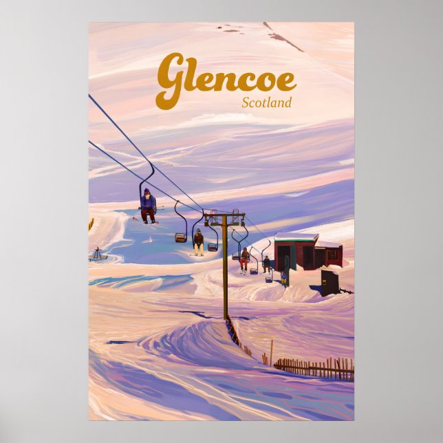 Affiche de voyage pour la station de ski Glencoe É (Devant)