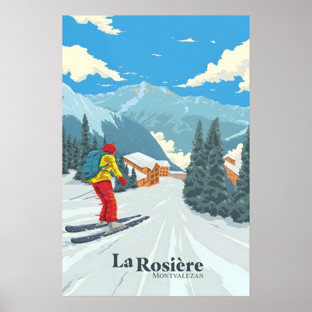 Affiche de voyage pour la station de ski La Rosièr (Devant)