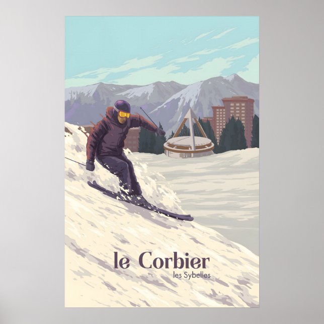 Affiche de voyage pour la station de ski Le Corbie (Devant)