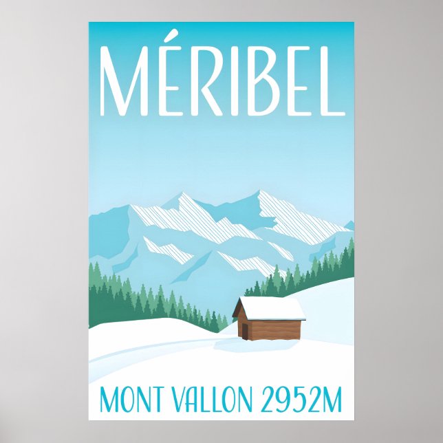 Affiche de voyage pour la station de ski minimalis (Devant)