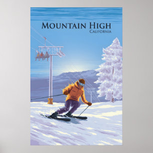 Affiche de voyage pour la station de ski Mountain 