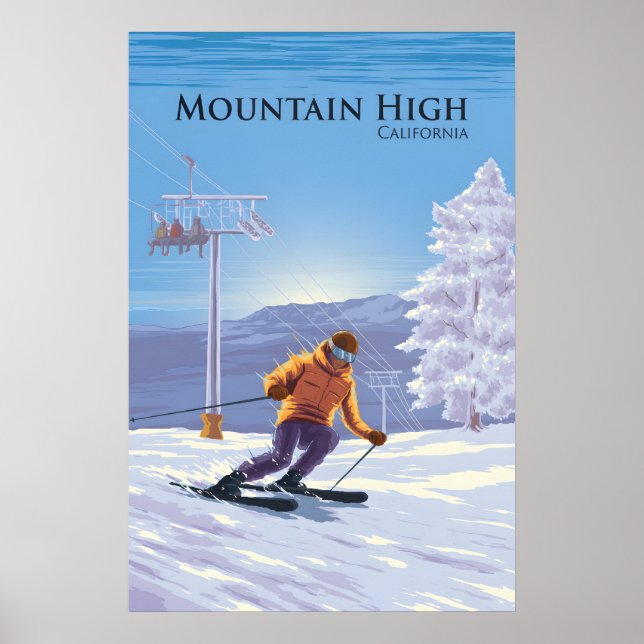 Affiche de voyage pour la station de ski Mountain  (Devant)