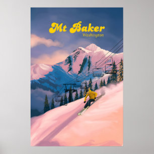 Affiche de voyage pour la station de ski Mt Baker