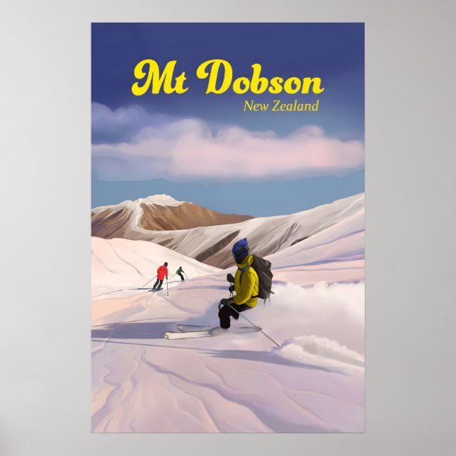 Affiche de voyage pour la station de ski Mt Dobson (Devant)