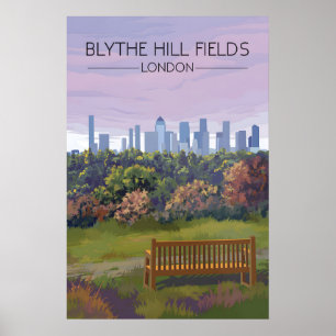 Affiche de voyage pour le parc Blythe Hill Fields