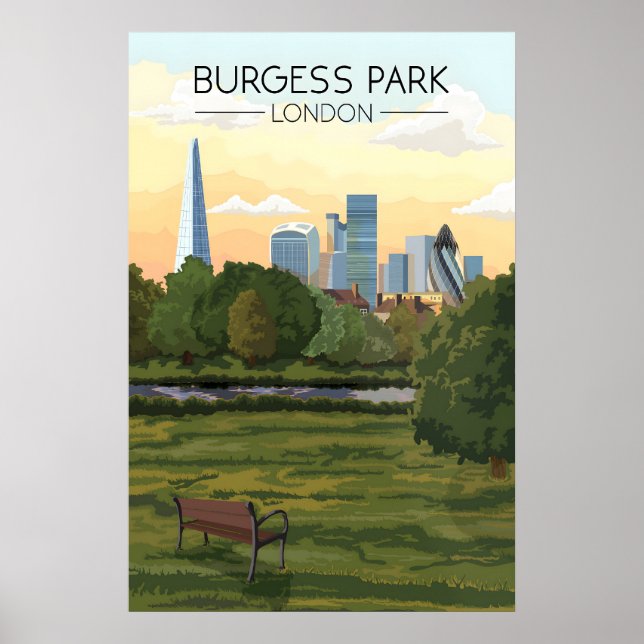 Affiche de voyage pour le parc Burgess à Londres (Devant)