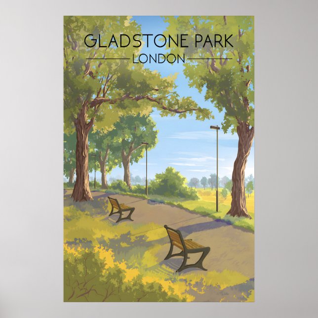Affiche de voyage pour le parc Gladstone à Londres (Devant)