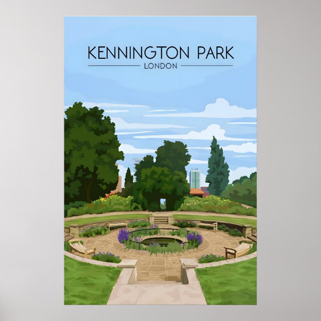 Affiche de voyage pour le parc Kennington à Londre (Devant)