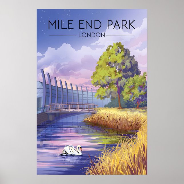 Affiche de voyage pour le parc Mile End à Londres (Devant)
