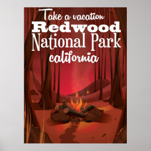 Affiche de voyage pour le parc national de Redwood