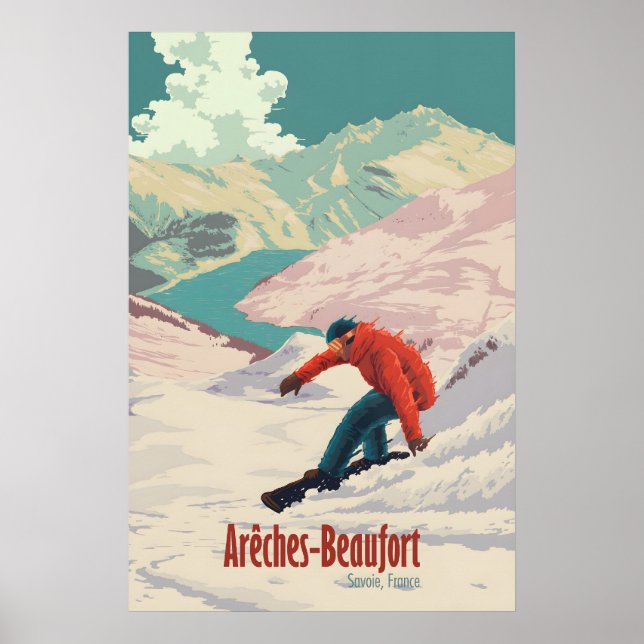 Affiche de voyage pour le ski à Arêches Beaufort (Devant)