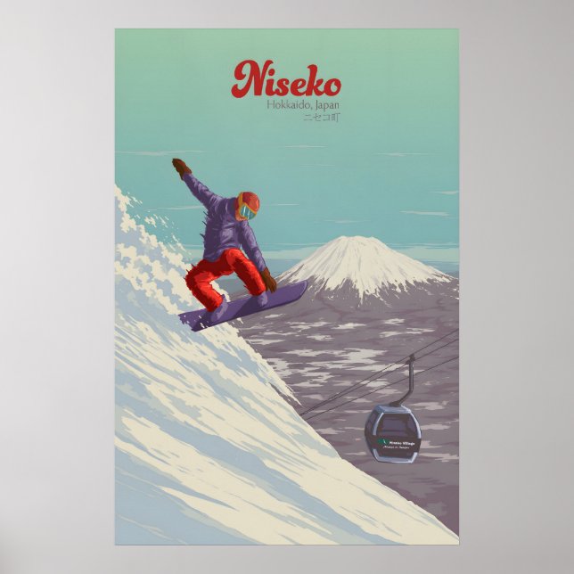 Affiche de voyage pour le ski à Niseko Japon (Devant)