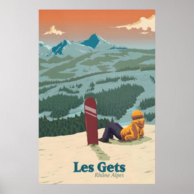 Affiche de voyage pour le ski aux Gets (Devant)