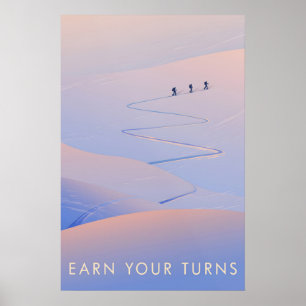 Affiche de voyage pour le ski de randonnée Earn Yo