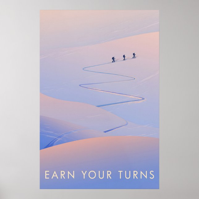 Affiche de voyage pour le ski de randonnée Earn Yo (Devant)