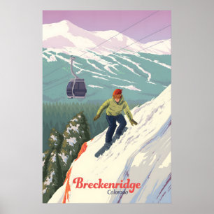 Affiche de voyage pour le ski sur neige à Breckenr
