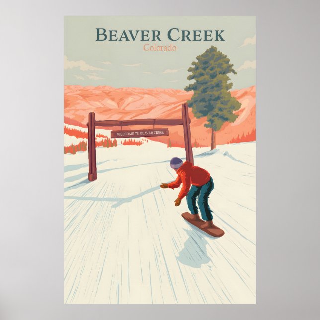 Affiche de voyage pour le snowboard à Beaver Creek (Devant)