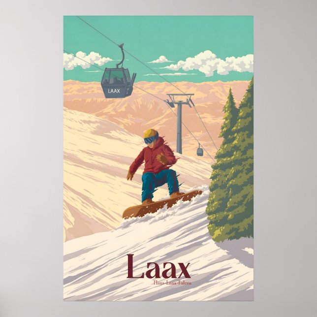 Affiche de voyage pour le snowboard à Laax en Suis (Devant)