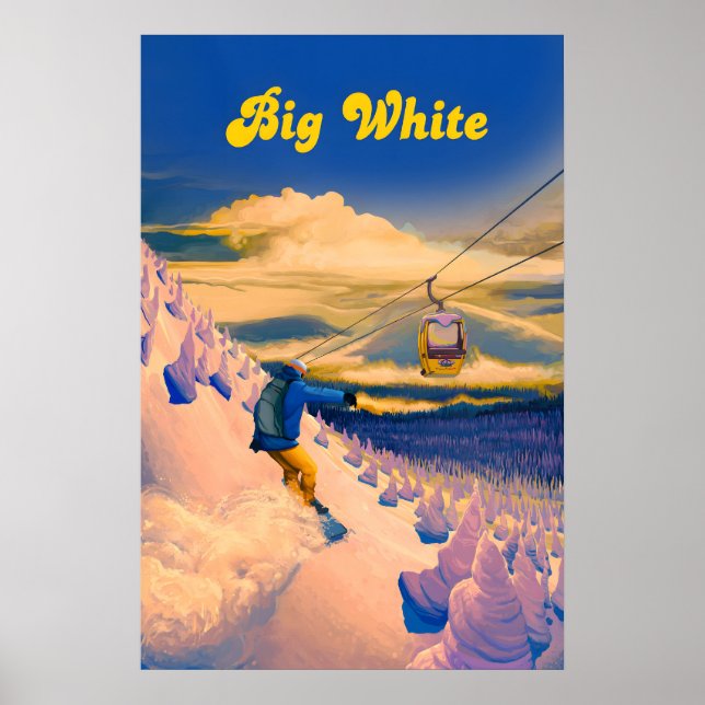 Affiche de voyage pour le snowboard Big White (Devant)