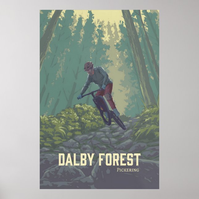 Affiche de voyage pour le vélo tout terrain en for (Devant)