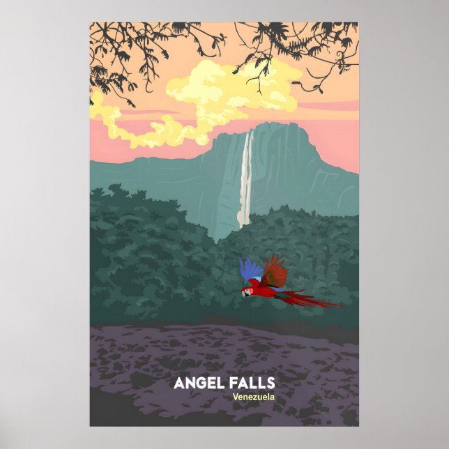 Affiche de voyage pour les Chutes de l'Ange Venezu (Devant)