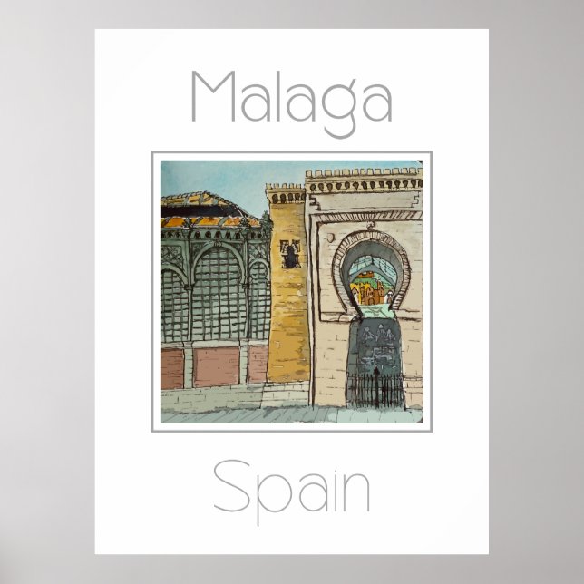 Affiche de voyage pour Malaga Espagne (Devant)