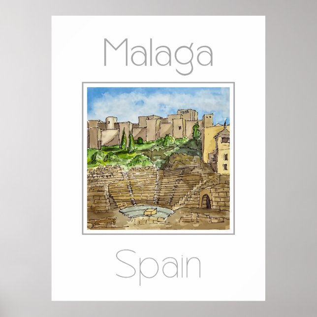 Affiche de voyage pour Malaga Espagne (Devant)