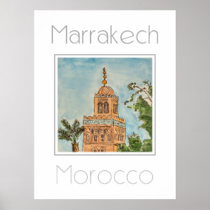 Affiche de voyage pour Marrakech Maroc