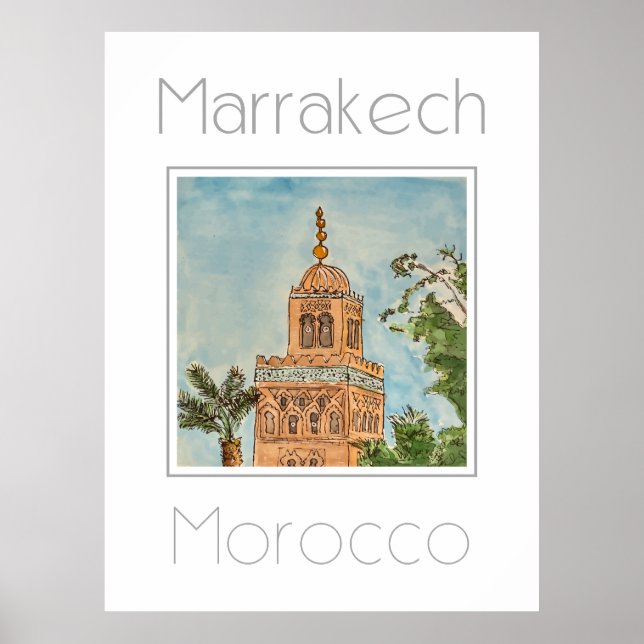 Affiche de voyage pour Marrakech Maroc (Devant)