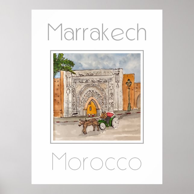 Affiche de voyage pour Marrakech Maroc (Devant)