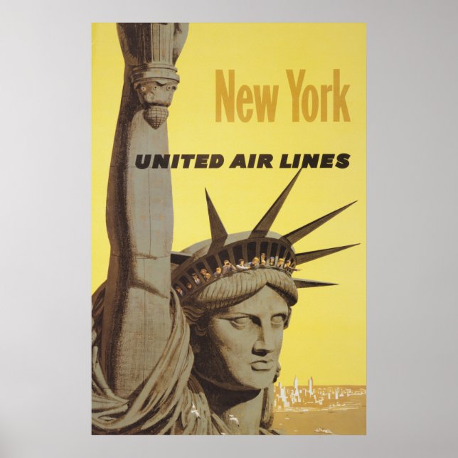 Affiche De Voyage Pour New York, United Air Lines (Devant)