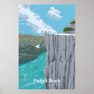 Affiche de voyage Pulpit Rock Preikestolen Norvège