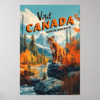 Affiche de voyage Puma des montagnes du Canada