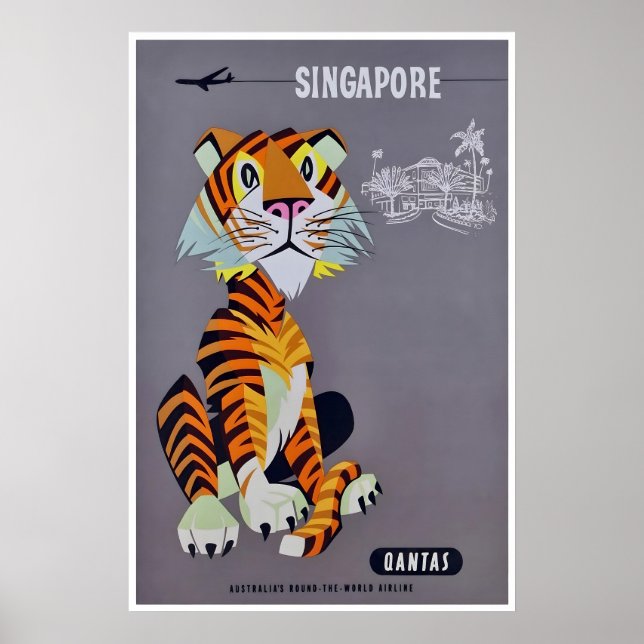 Affiche de voyage Qantas Singapour Art ImpressionA (Devant)
