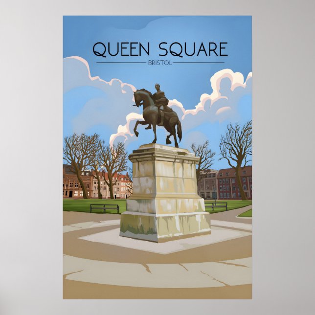 Affiche de voyage Queen Square Bristol (Devant)