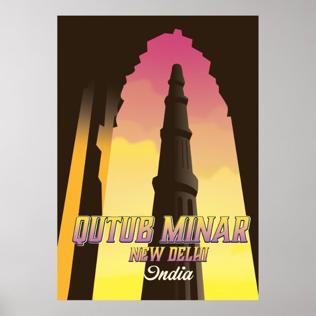 Affiche de voyage Qutub Minar New Delhi Inde (Devant)