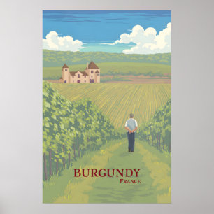 Affiche de voyage Région viticole de Bourgogne Fra