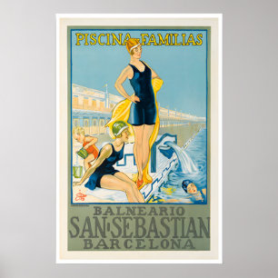 Affiche de voyage rétro Art San Sebastian Barcelon
