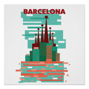 Affiche de voyage rétro Barcelone