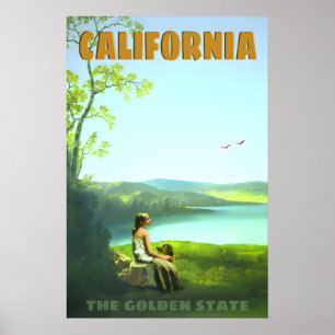 Affiche de voyage rétro de Californie Golden State