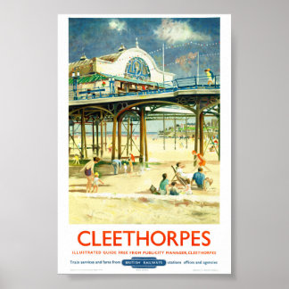Affiche de voyage rétro de Cleethorpes Angleterre
