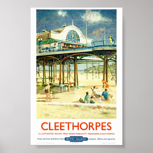 Affiche de voyage rétro de Cleethorpes Angleterre  (Devant)