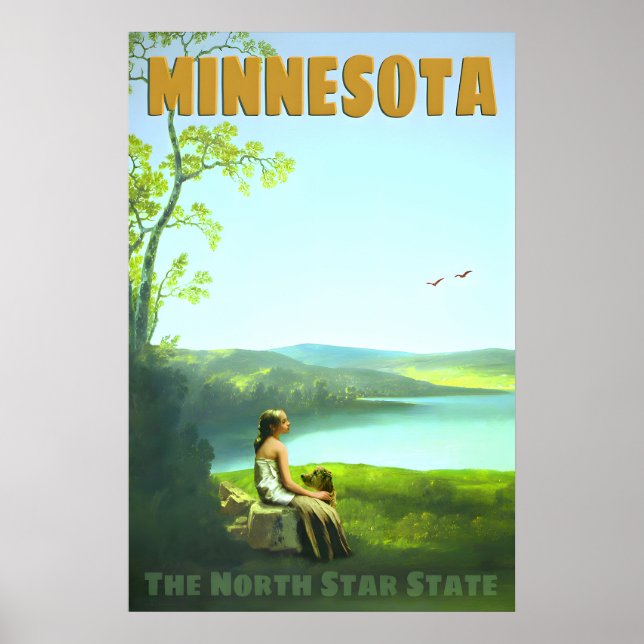 Affiche de voyage rétro de l'État de Minnesota Nor (Devant)