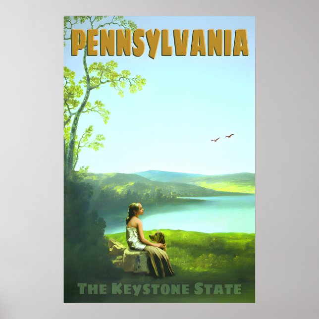 Affiche de voyage rétro de l'État de Pennsylvanie  (Devant)