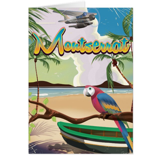 Affiche de voyage rétro de l'île de Montserrat (Devant)