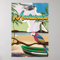 Affiche de voyage rétro de l'île de Montserrat