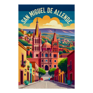 Affiche de voyage rétro de San Miguel de Allende